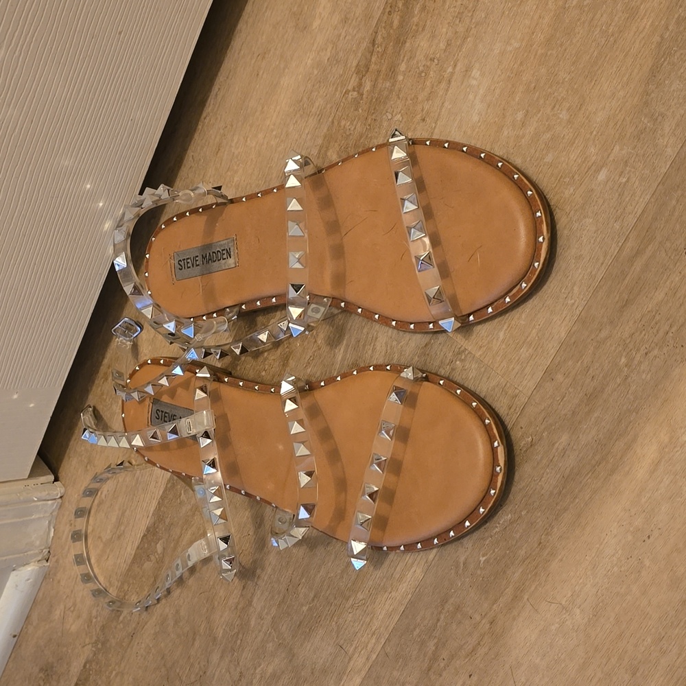 Steve Madden sandles with triangle jens and clear straps women's size 9